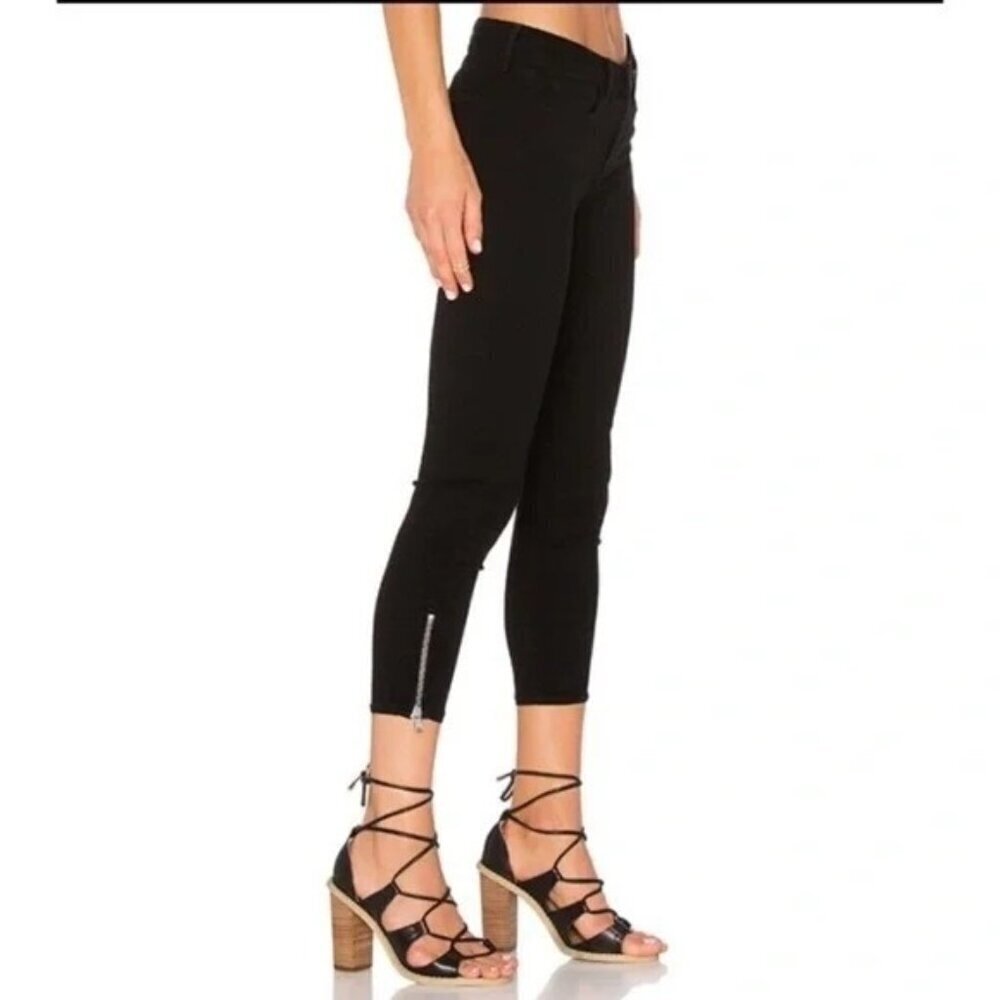 L'Agence Emmanuelle cropped skinny jeans in black stretch-denim with ankle zippe